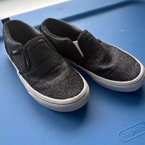 Vans Kids Black Sparkle Slip-On Sneakers